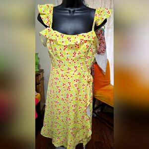 BCBGeneration Yellow, lemon/floral midi dress - sz 2